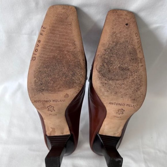 Antonio Melani Medium Brown Square Toe Mules - Picture 8 of 11